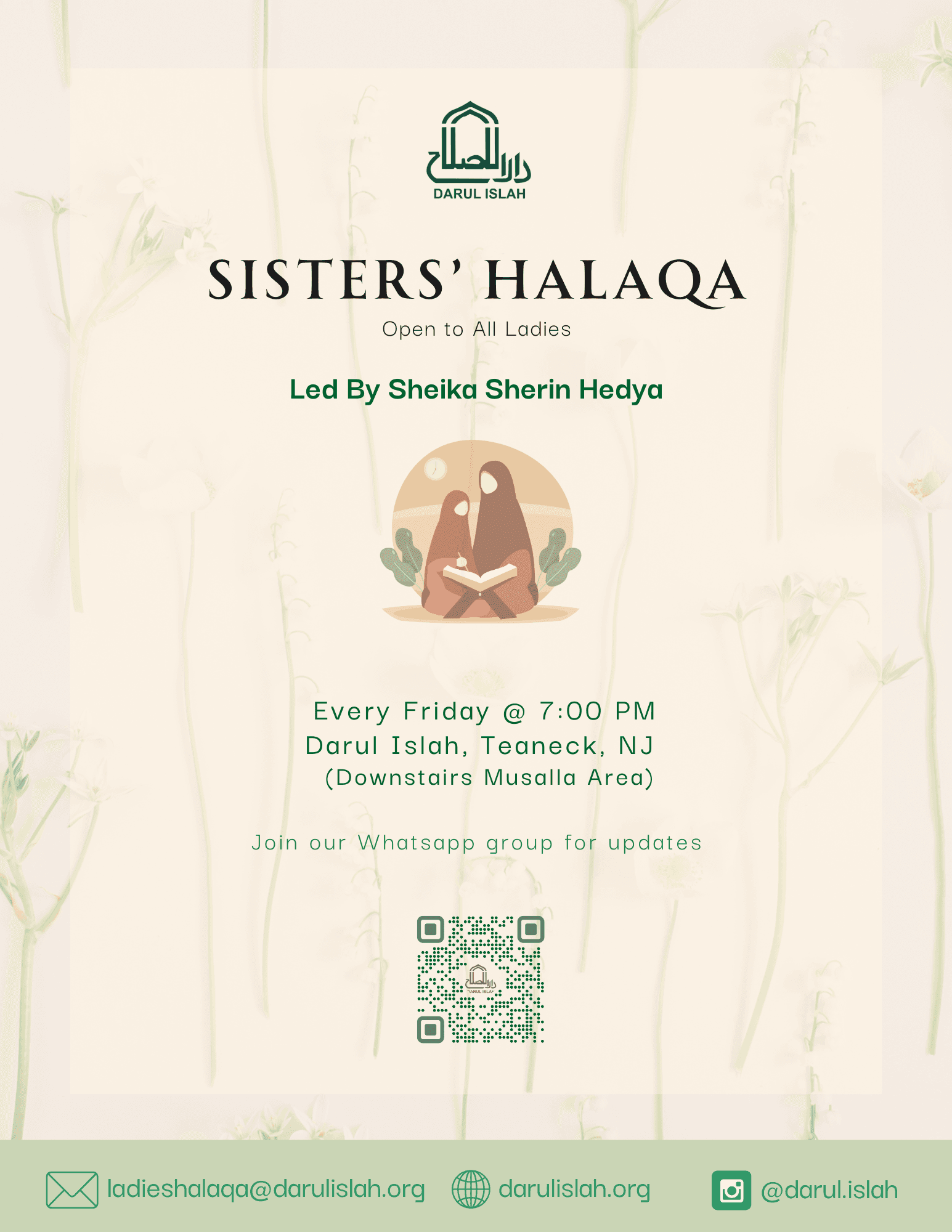 Sisters' Halaqa: Weekly Gathering for Women